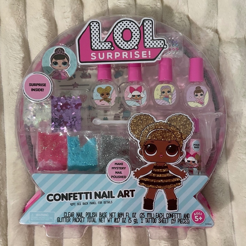 LOL Surprise Confetti Nail Art Kit DIY Mystery‎ Polish Glitter Gemstones 84667